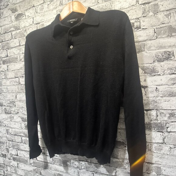 EUC Boss Hugo Boss Long Sleeved Kint Polo Sweater Merino Wool Size Medium - Picture 3 of 12
